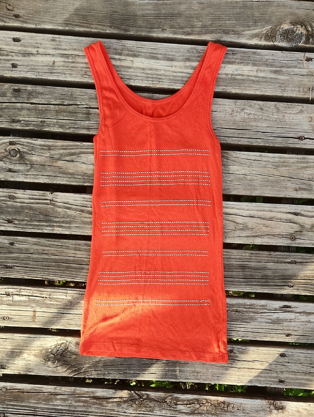 Orange Studded Fitted Tank Top Boho Mossimo Striped Fall Summer Small